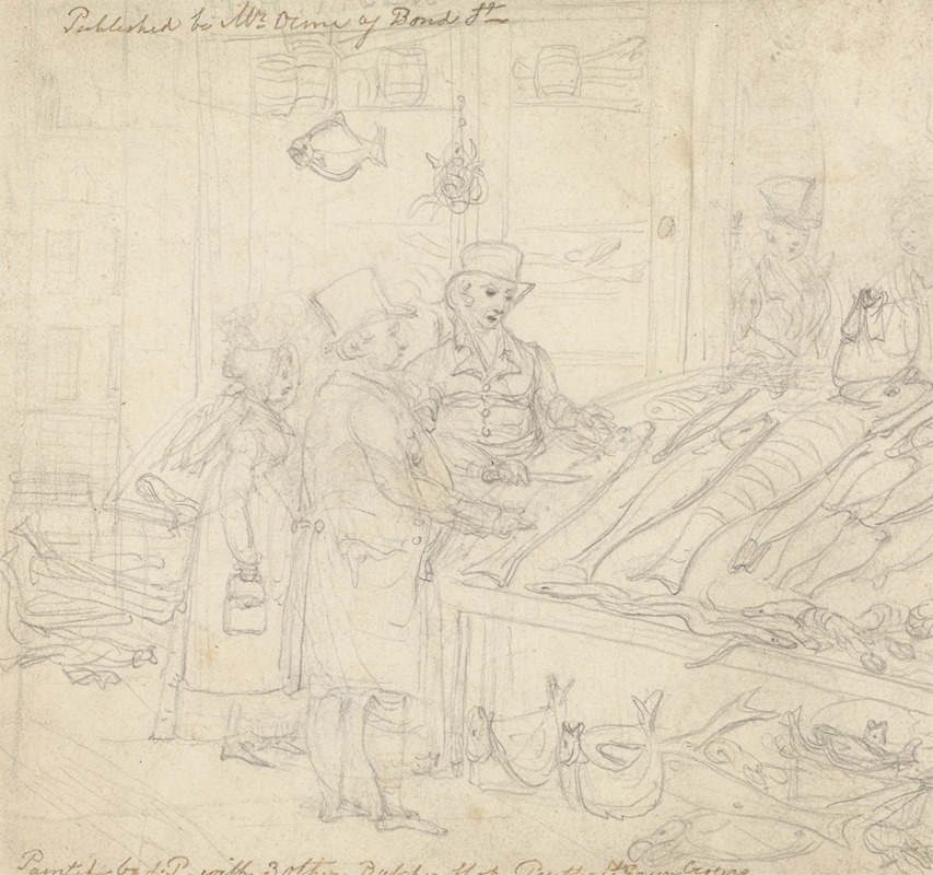 A Fishmonger's Shop with Customers Outside — Джеймс Поллард