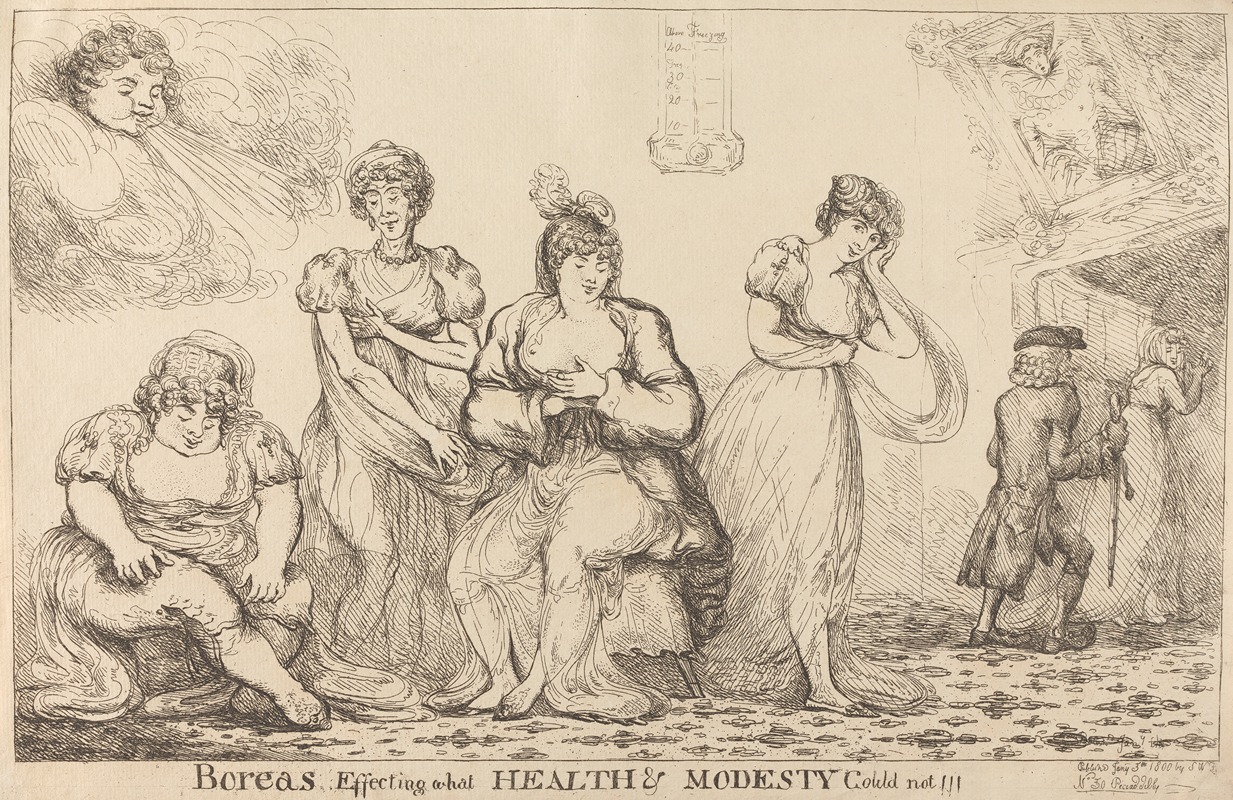 Boreas Effecting what Health & Modesty could not by Джон Коз, 1800 — digital art print download