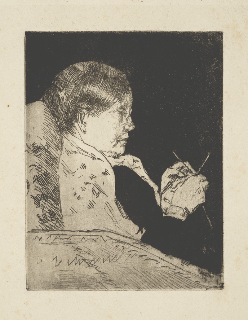 Mrs. Cassatt knitting, profile view by Мэри Кассат — digital art print download