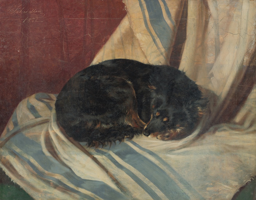 Study of a Dog Lying Down by Фридрих Карл фон Шейдлин, 1882 — digital art print download