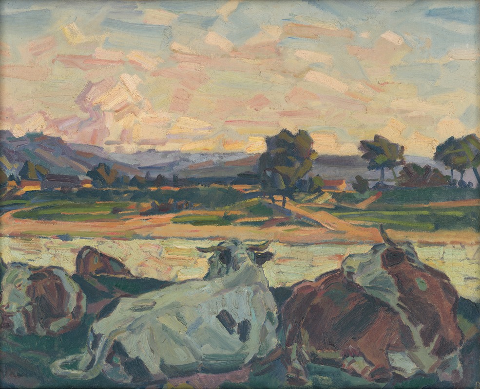 Cows on a River Bank by Густав Мальи, 1930–1935 — digital art print download