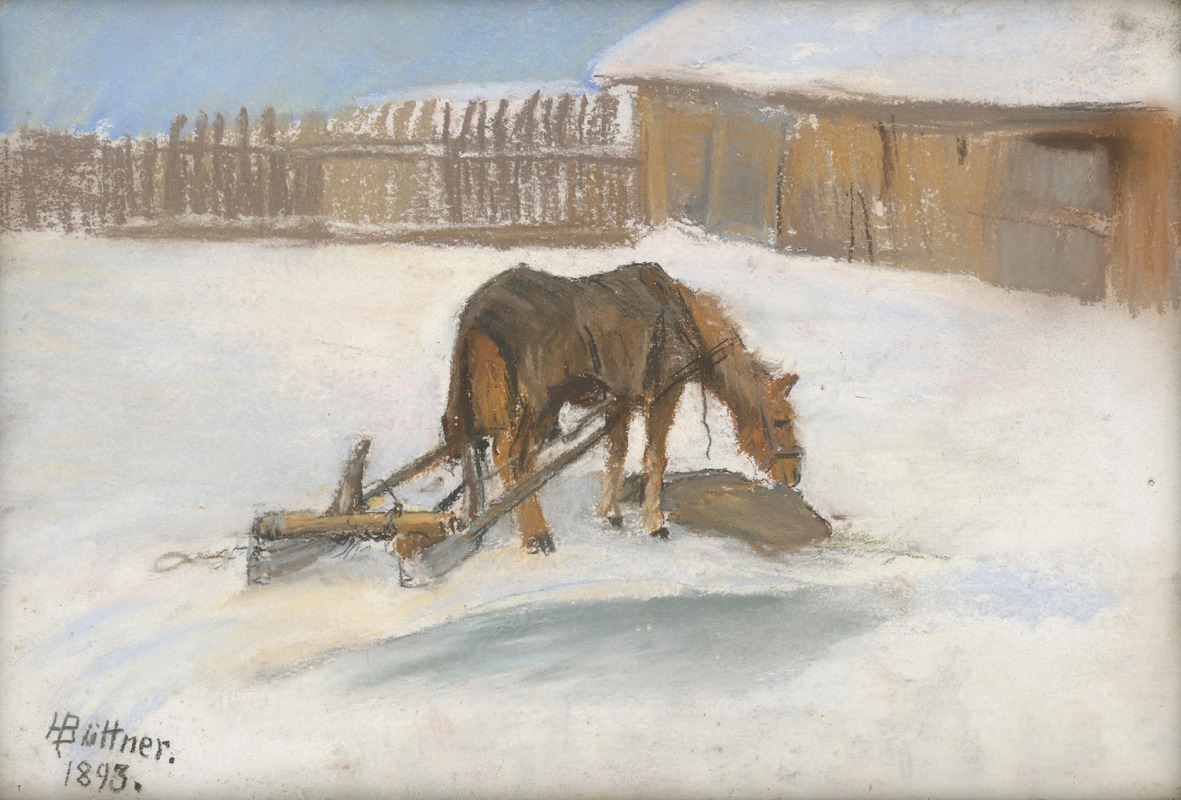 Zasnežený dvor s koníkom — Helene Büttner