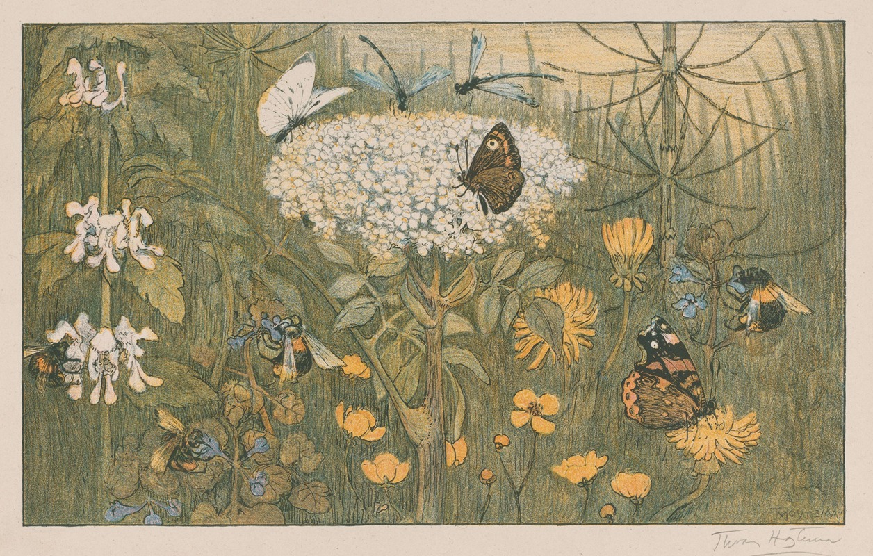 Bloemen en vlinders by Тео ван Хойтема, 1910 — digital art print download