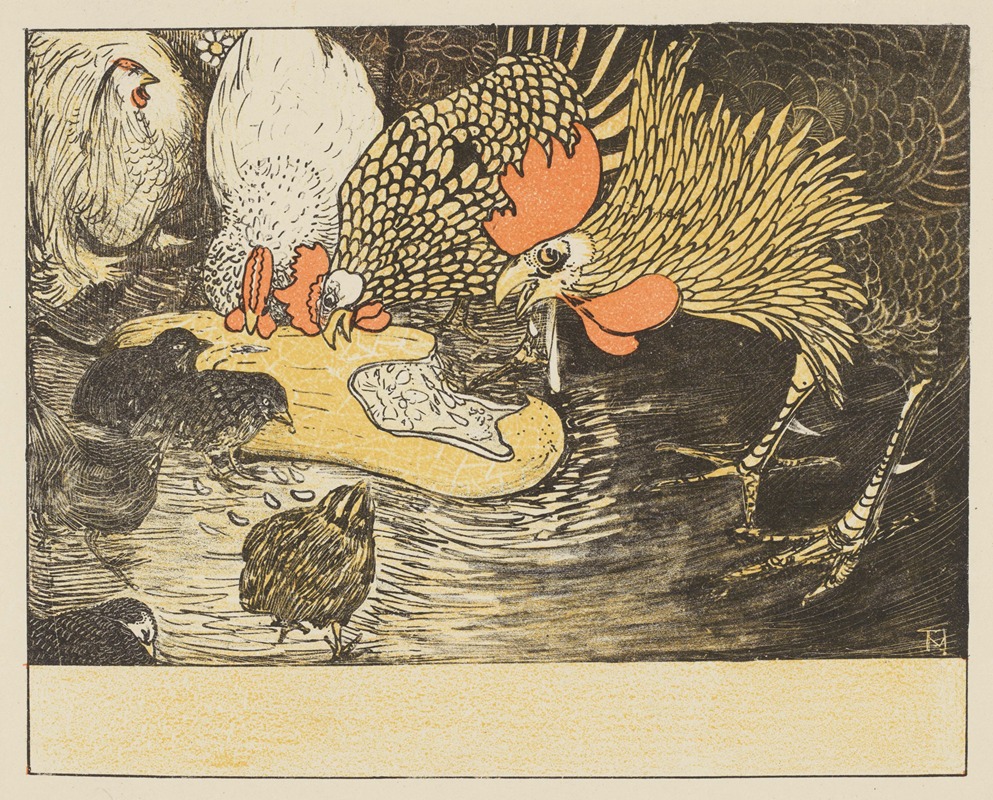 Hanen en kuikens by Тео ван Хойтема, 1898 — digital art print download