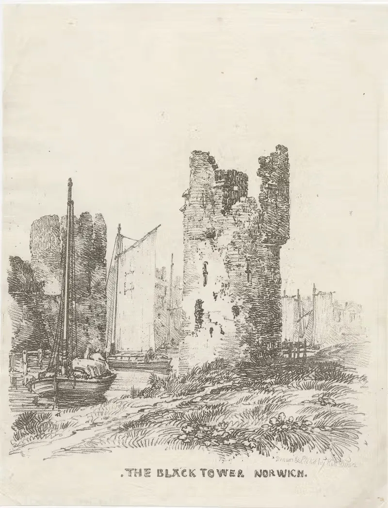 Черная башня Нориджа by Роберт Диксон, 1810-1811 — digital art print download