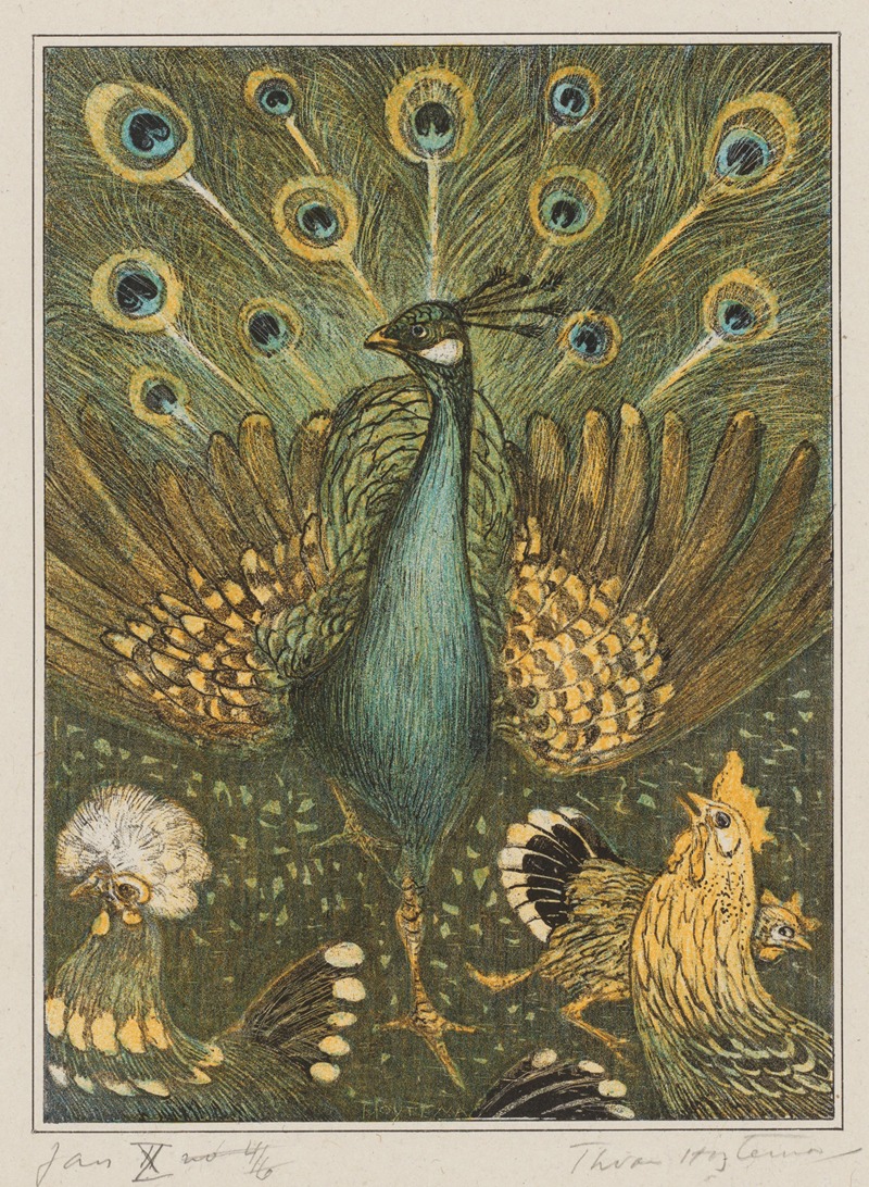 Pauw met kippen by Тео ван Хойтема, 1878 - 1910 — digital art print download