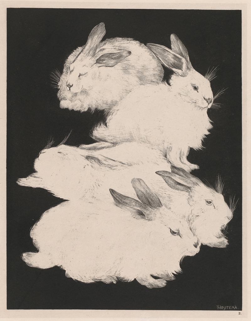 Twee angorakonijnen by Тео ван Хойтема, 1898 — digital art print download