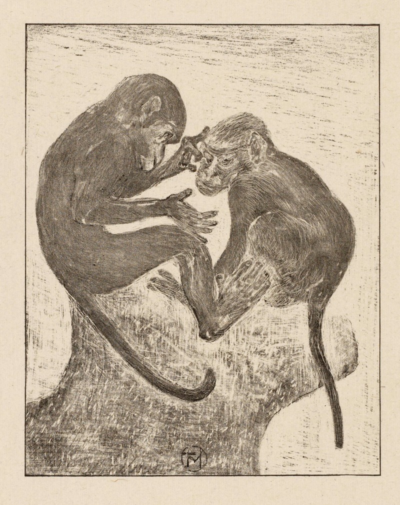 Twee vlooiende apen by Тео ван Хойтема, 1878 - 1914 — digital art print download