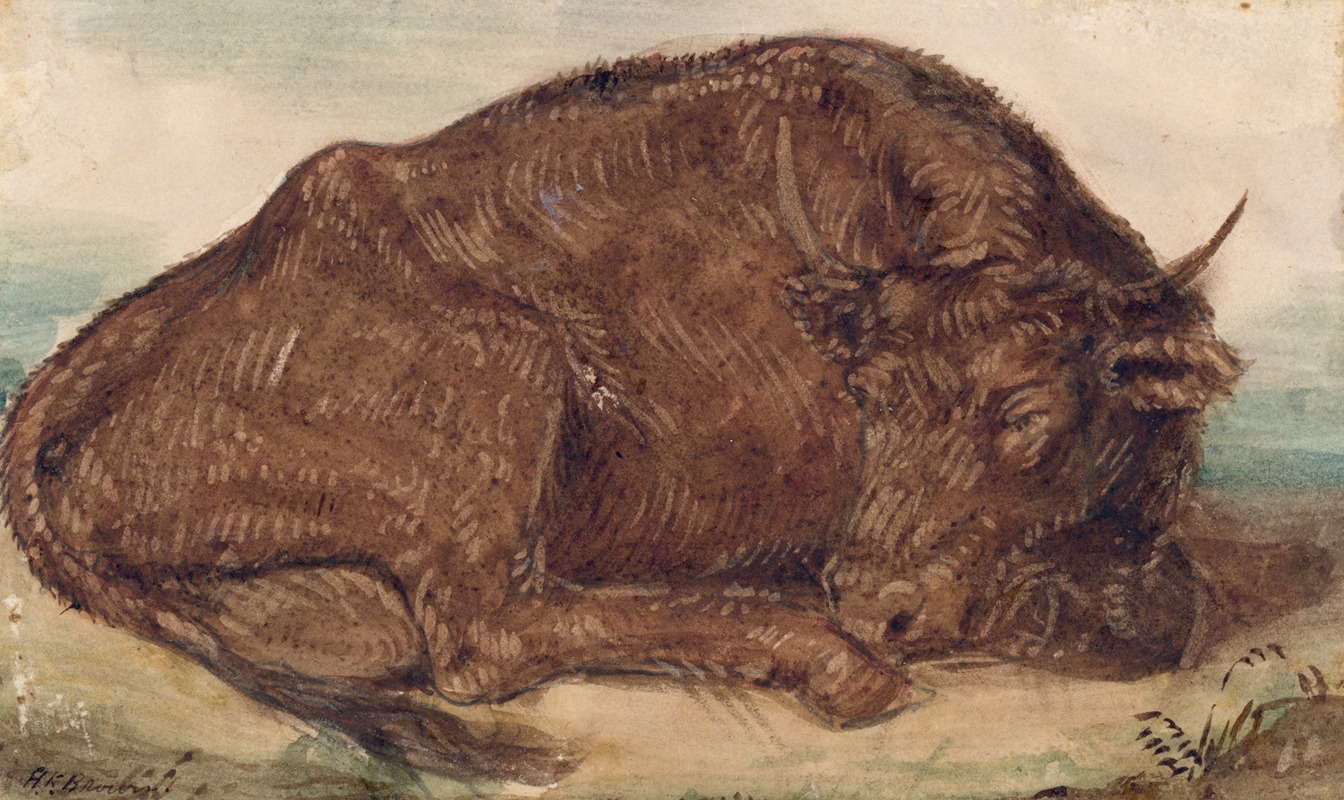 Recumbent bull by Генри Кирк Браун, 1842 — digital art print download