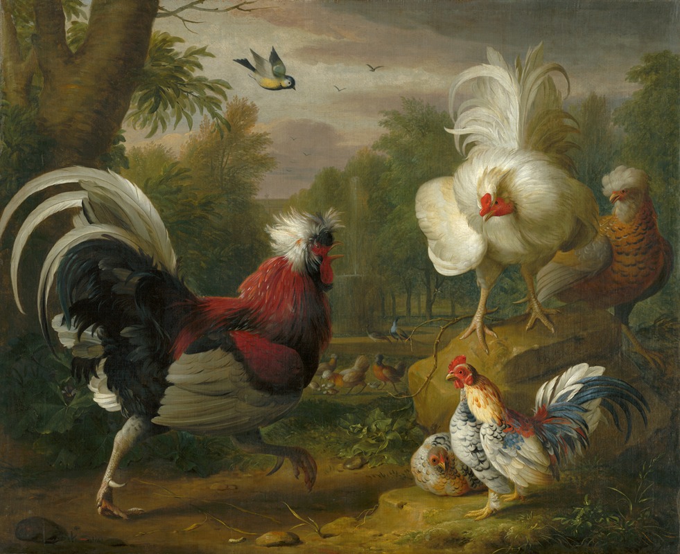 The Cockrel's Fight by Jakob Bogdani, 1706 — digital art print download