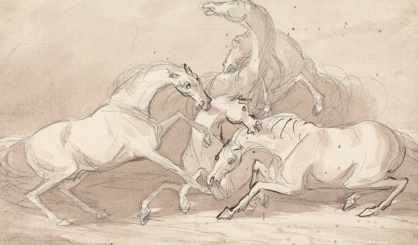 A Group of Five Horses Fighting — Сорей Гилпин