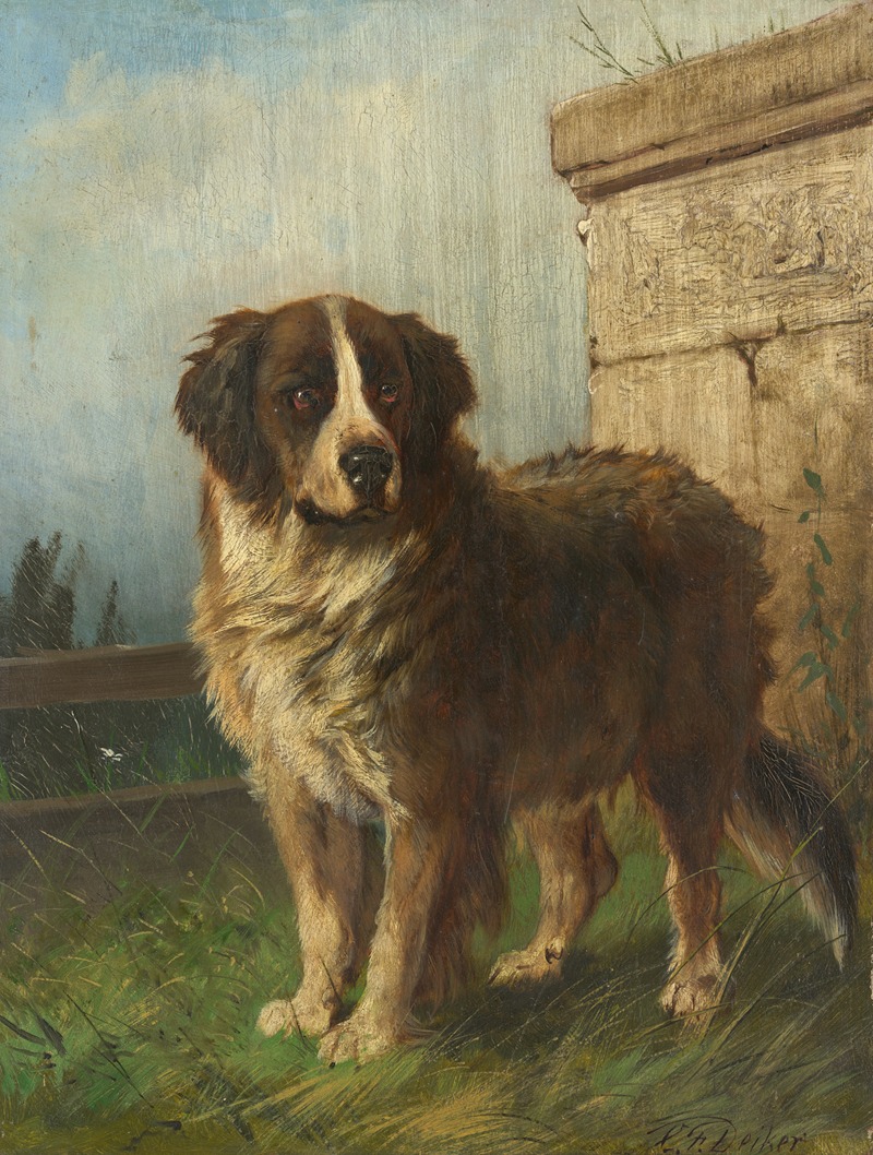 St. Bernard in an Alpine Landscape by Карл Фридрих Дейкер, 1860 - 1892 — digital art print download