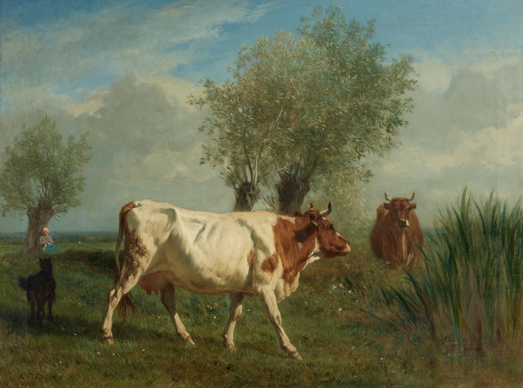 Deux vaches dans un pâturage — Констант Труайон