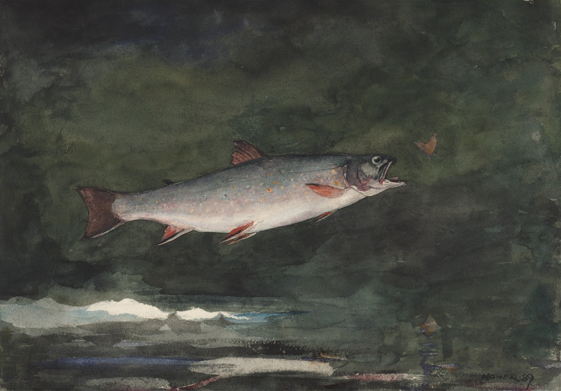 Leaping Trout by Уинслоу Хомер, 1889 — digital art print download