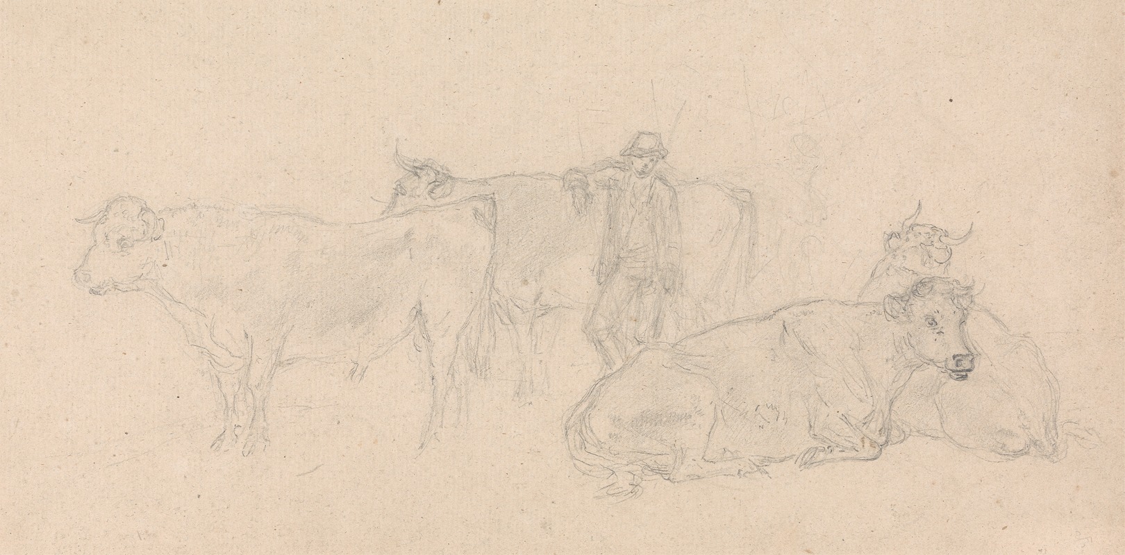 Cattle with a Farmer in their midst by Сорей Гилпин — digital art print download
