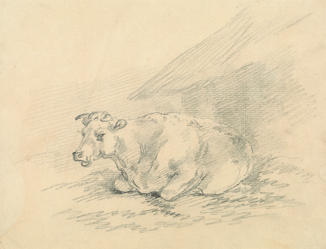 Cow Lying Next to a Barn by Сорей Гилпин — digital art print download