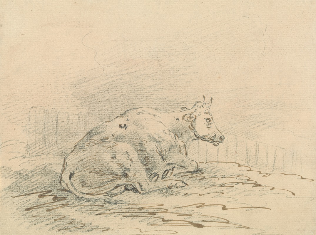 Cow Lying Next to a Fence — Sawrey Gilpin