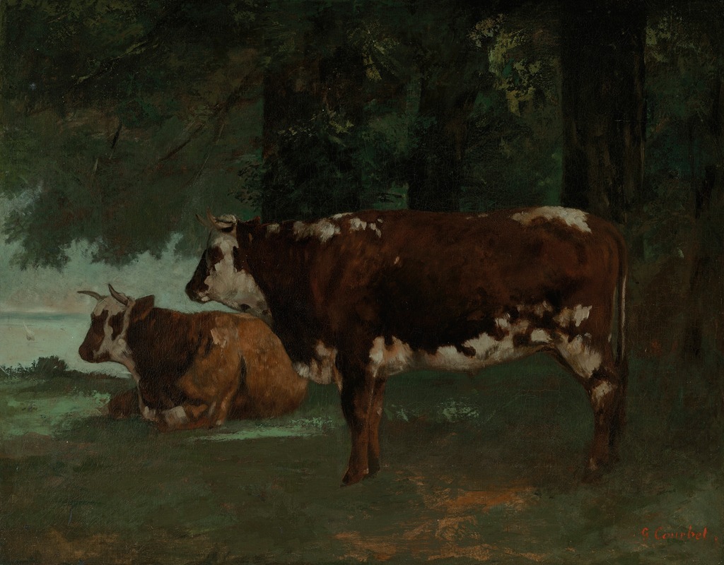 Deux vaches a la robe marron by Гюстав Курбе — digital art print download