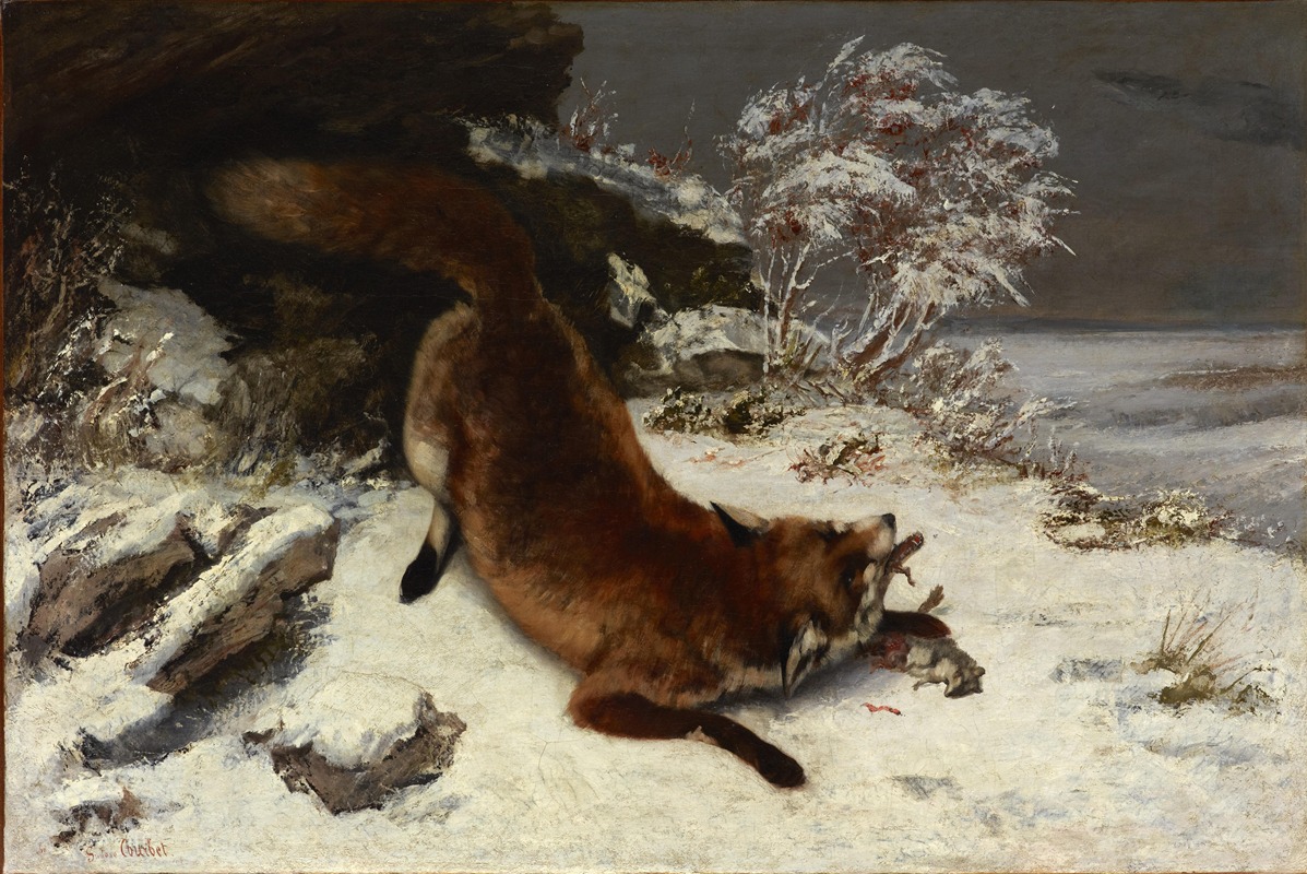 Fox in the Snow by Gustave Courbet, 1860 — digital art print download