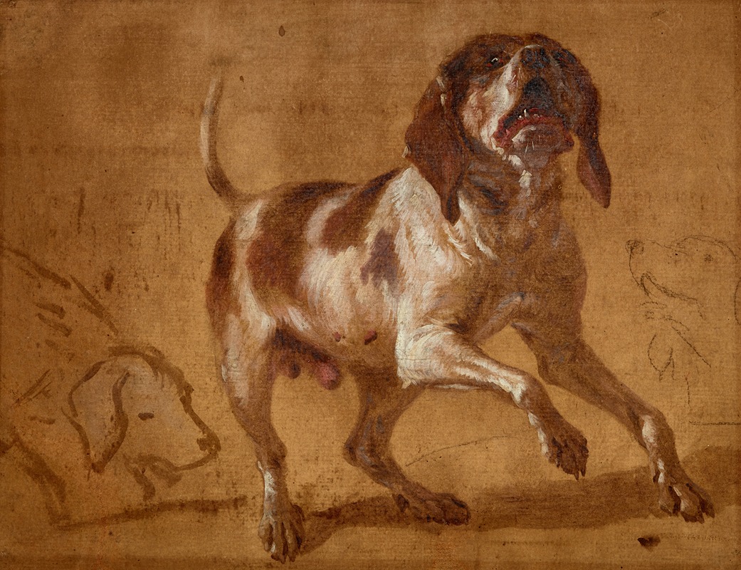 Study of a Hound Baying by Жан-Батист Удри — digital art print download