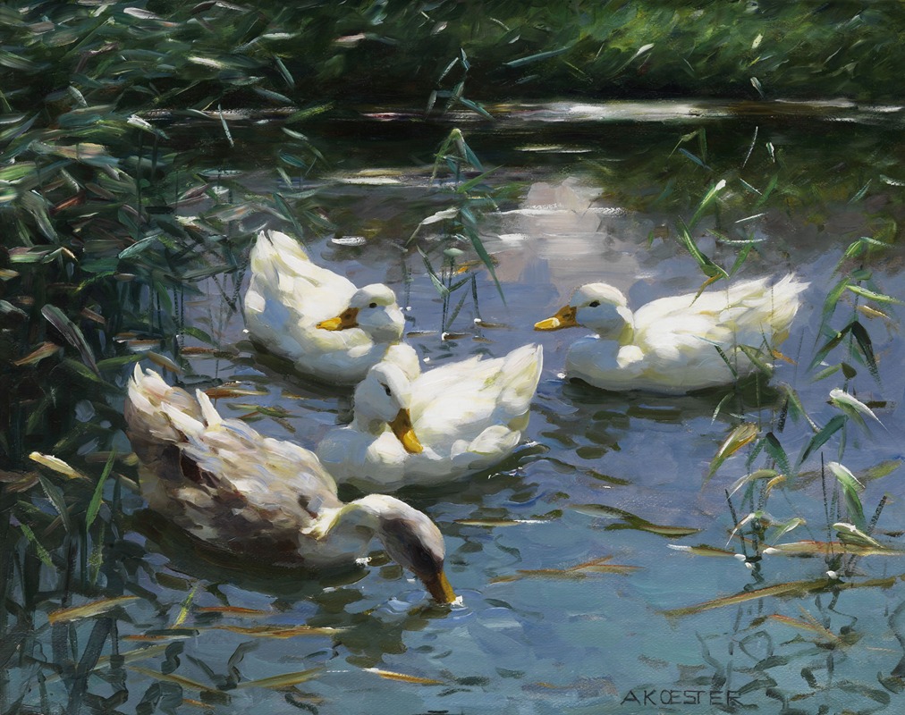 Vier Enten im Teich by Александр Кёстер — digital art print download