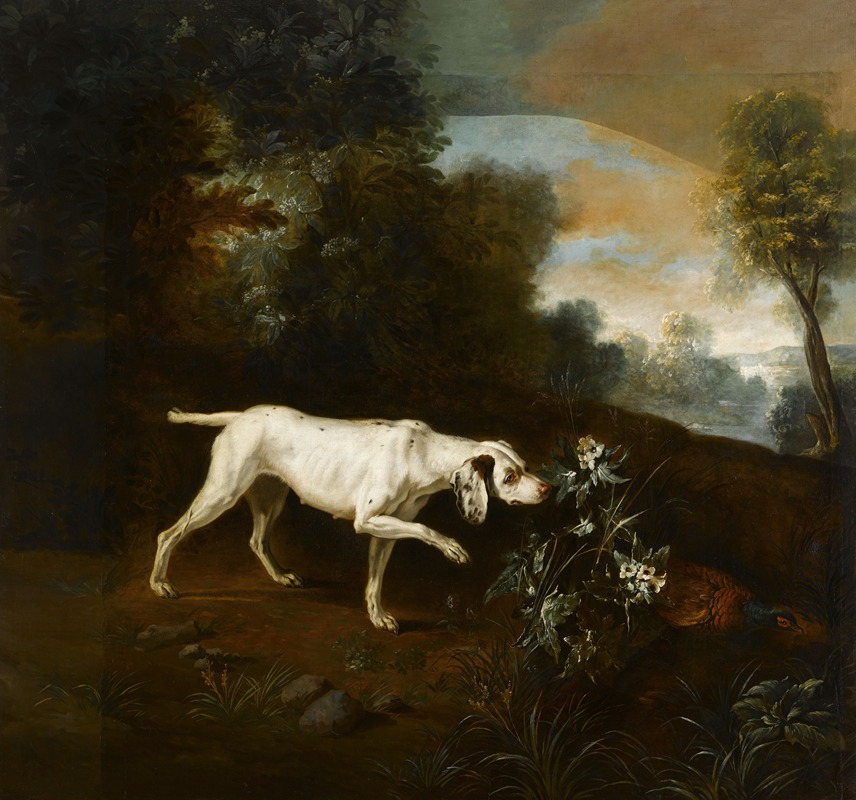 Chien en arrêt devant un faisan by Александр Франсуа Деспор — digital art print download