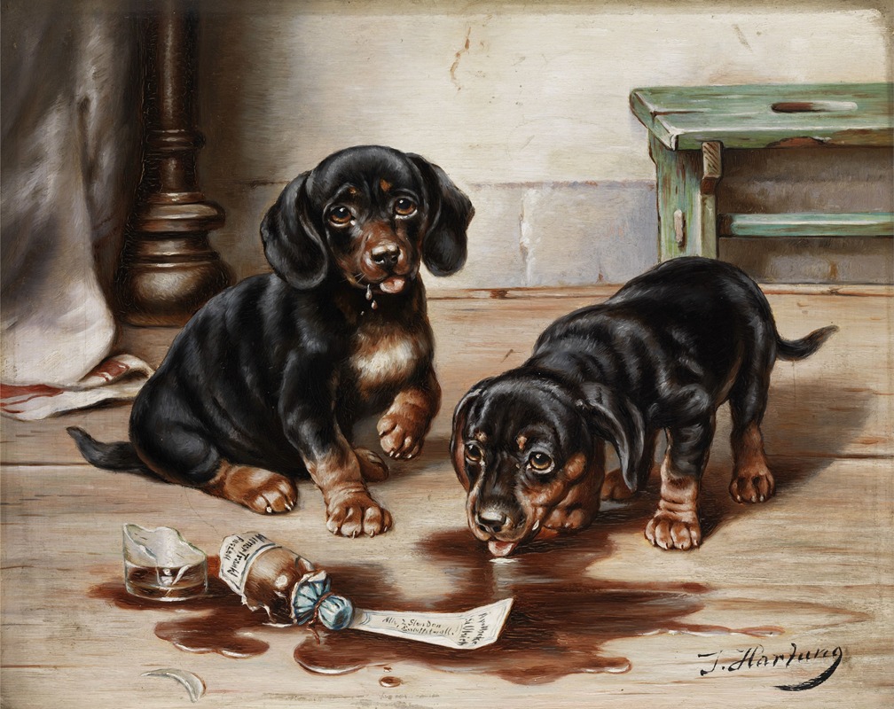 Zwei Dackel mit Arznei by Carl Reichert — digital art print download