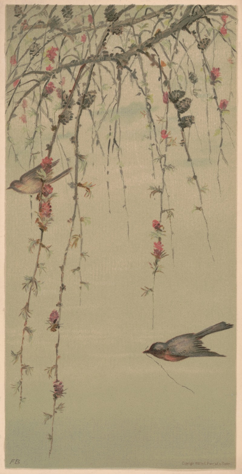 Bits of nature, panel no. 291, larch by Фиделия Бриджес, 1882 — digital art print download