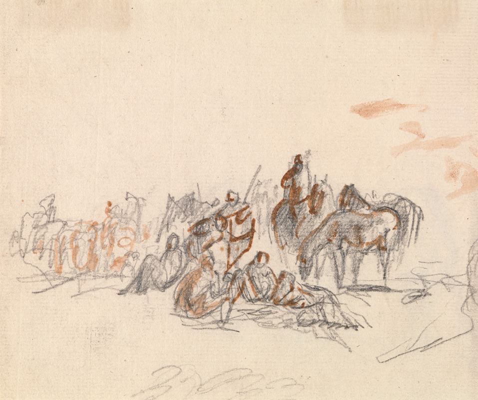Group with Figures and Horses by Сорей Гилпин — digital art print download