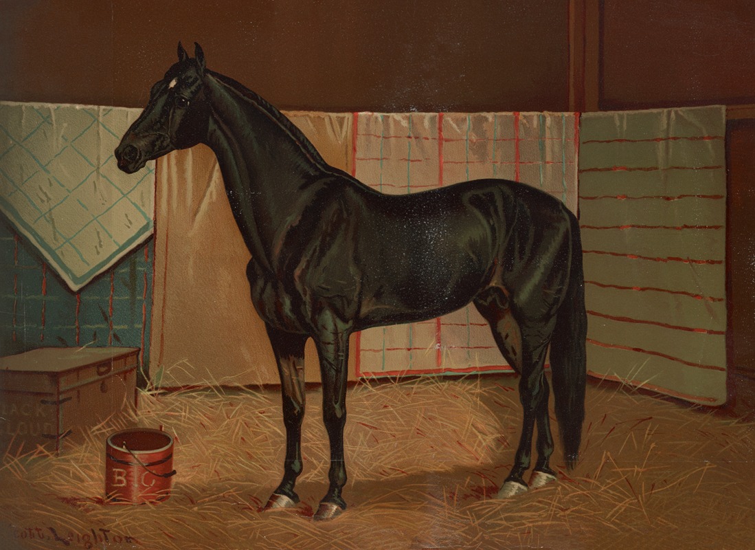 Black Cloud, a horse in stable by Скотт Лейтон, 1882 — digital art print download