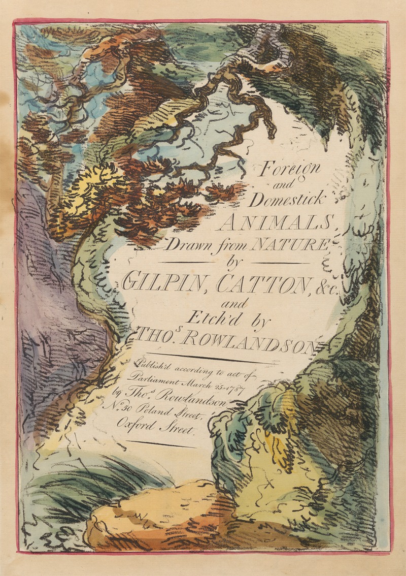 Foreign and Domestick Animals – Title page by Томас Роуландсон, 1787 — digital art print download