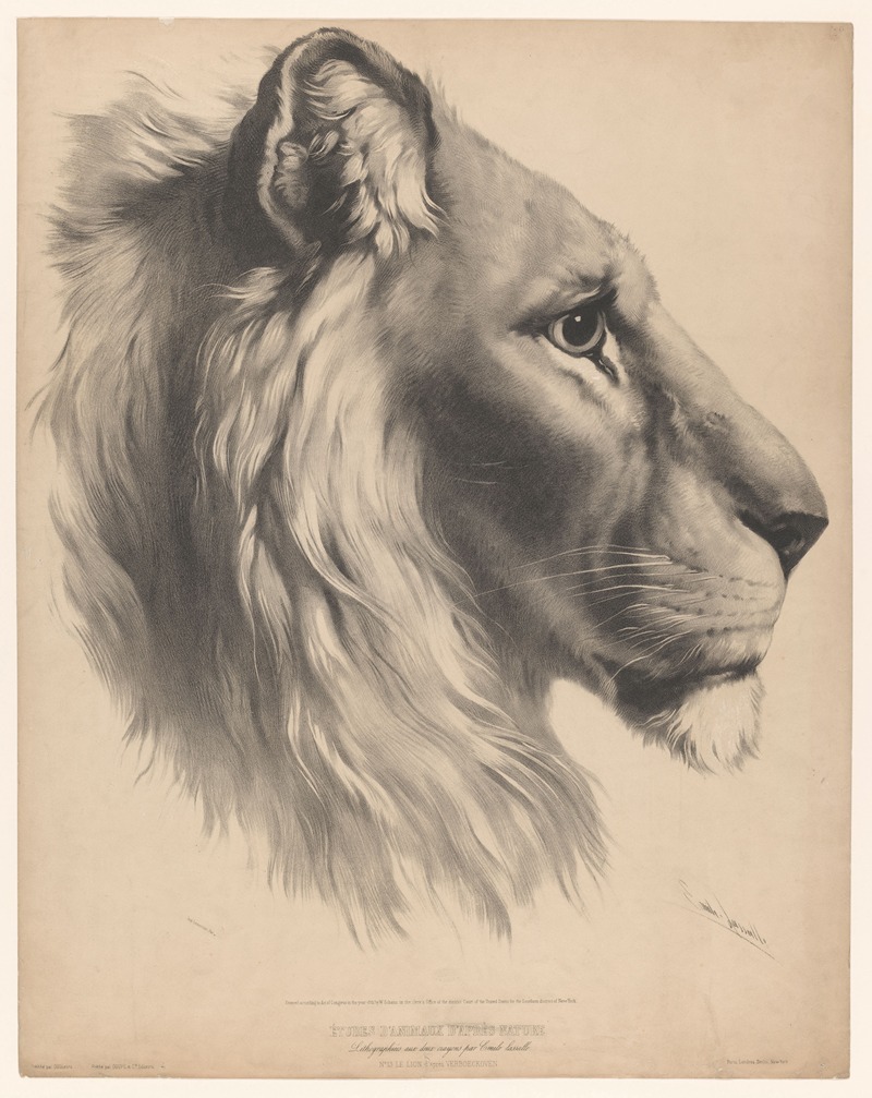 Lion's head, in profile by Эмиль Ласаль — digital art print download