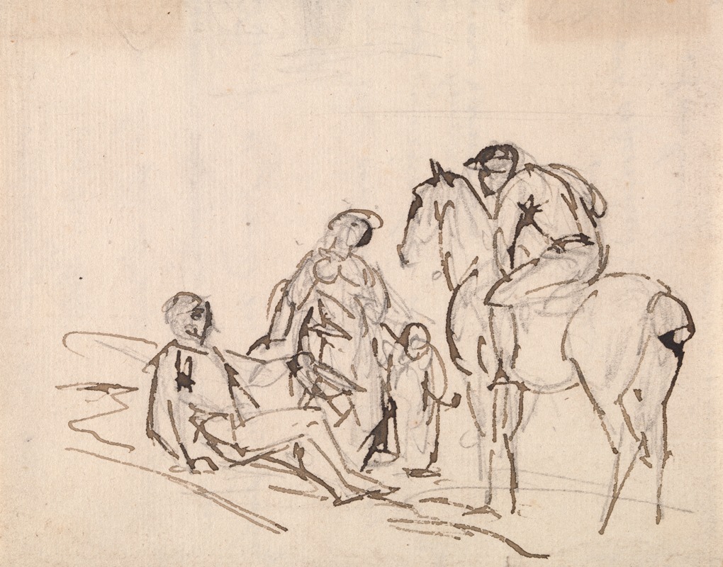 Jockey on a horse with three figures — Sawrey Gilpin