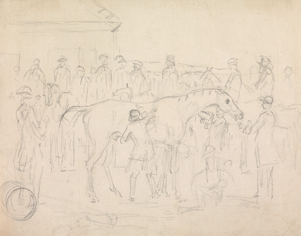 Rubbing Down a Horse in a Paddock at a Racetrack — Sawrey Gilpin