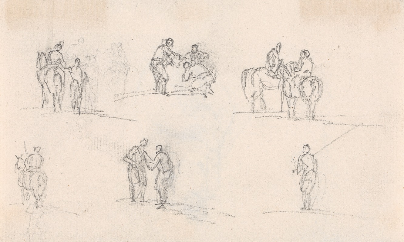 Six Studies of Figures on Horses — Sawrey Gilpin