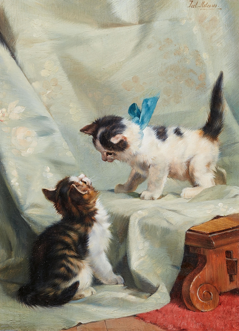 Zwei spielende Katzen by Julius Adam the younger — digital art print download