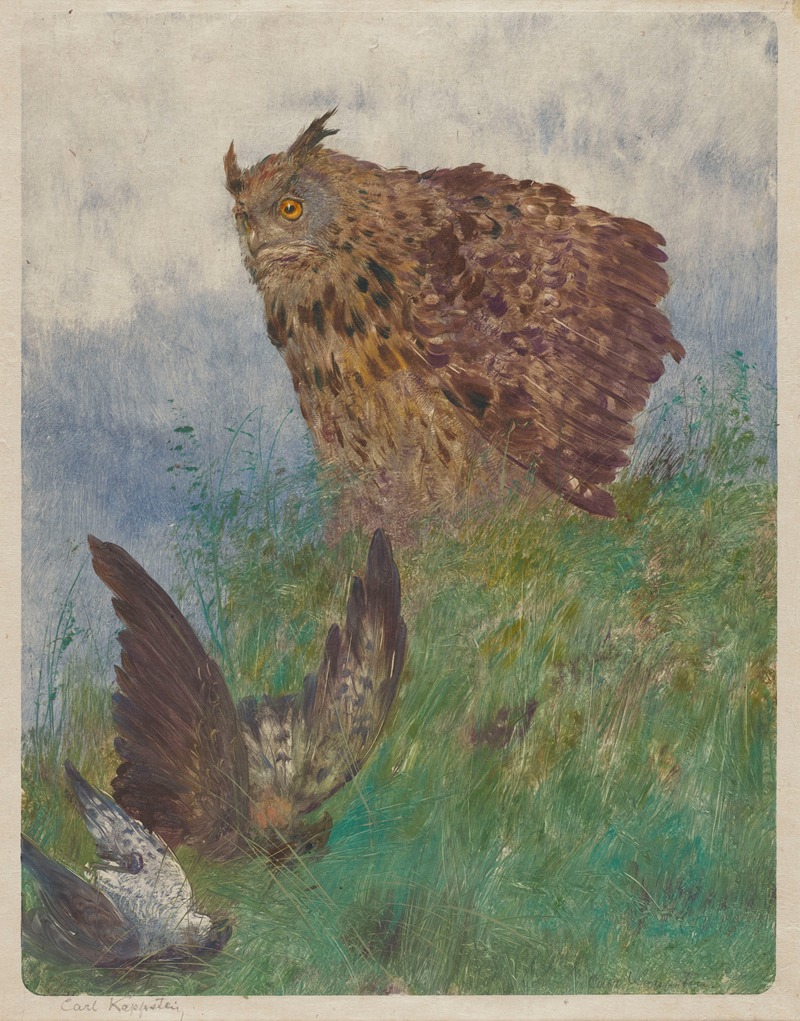 Horned Owl over Two Dead Birds by Carl Friedrich Kappstein, 1905 — digital art print download