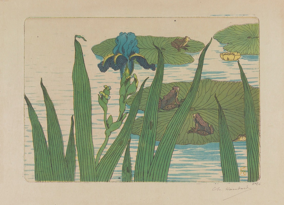 Grenouilles, iris et nénuphars by Шарль-Луи Удар, 1898 — digital art print download