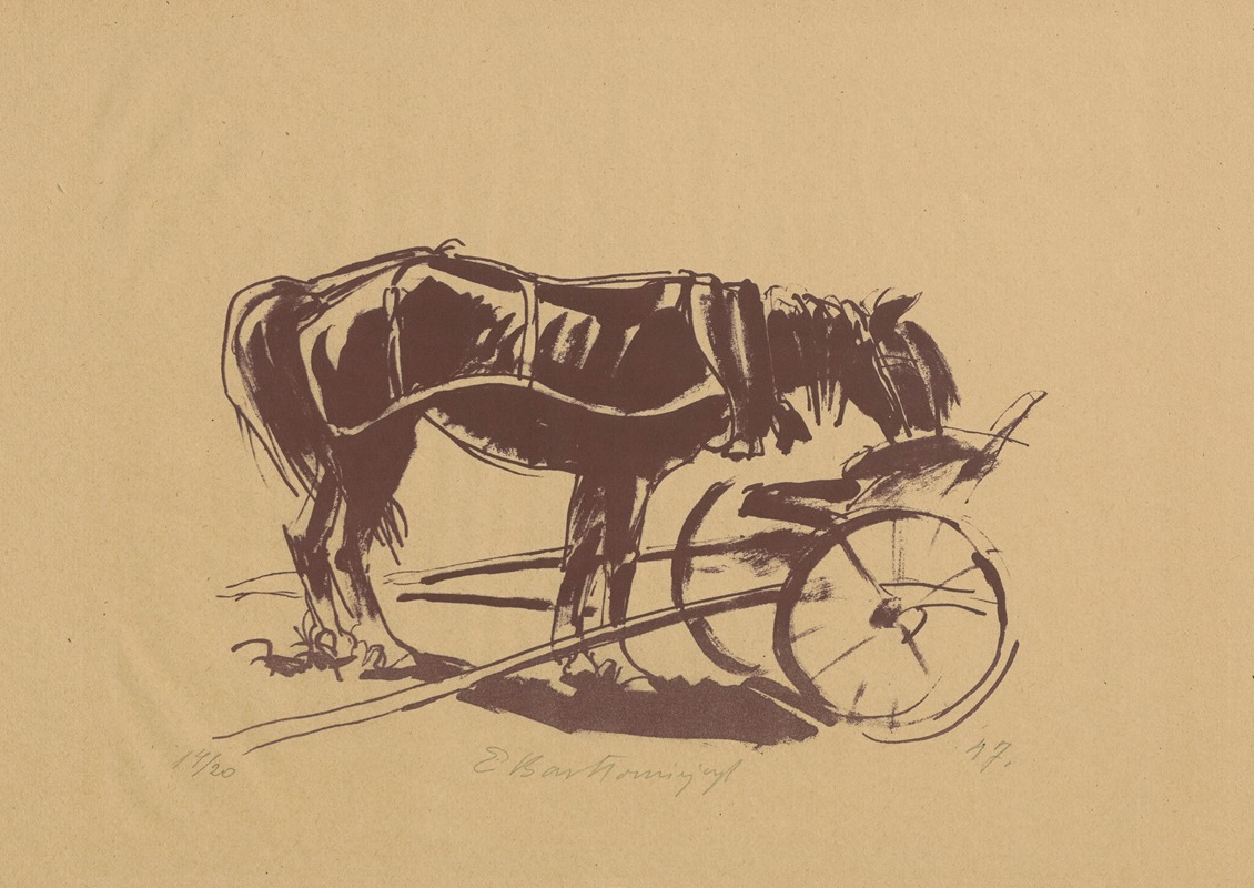 Koń przy wozie I by Эдмунд Бартломейчик, 1947 — digital art print download