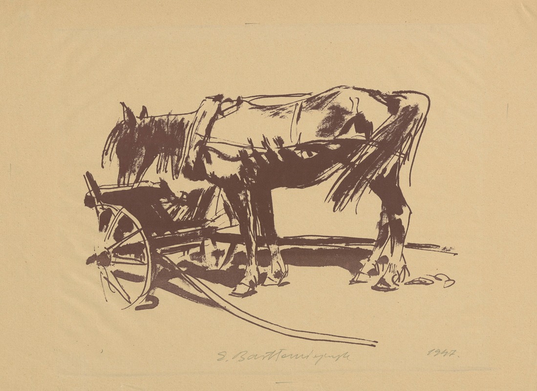 Koń przy wozie II by Эдмунд Бартломейчик, 1947 — digital art print download