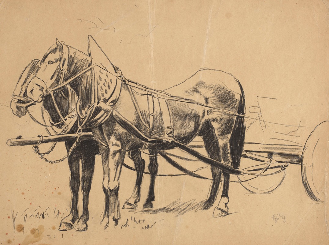 Harnessed Team of Horses — Hans Thoma