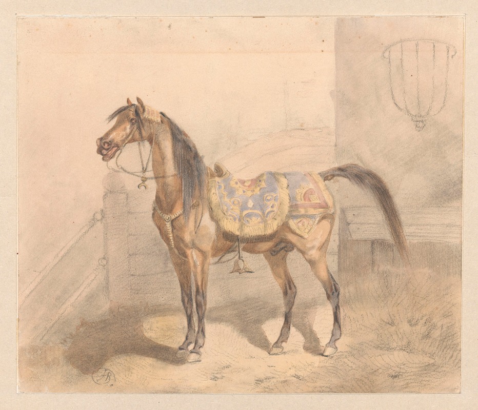 Arab in the eastern row in the stable by Йозеф Брандт, 1860 — digital art print download