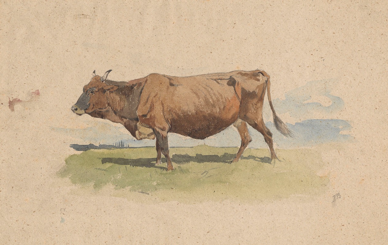 Cow in pasture by Йозеф Брандт, 1898 — digital art print download