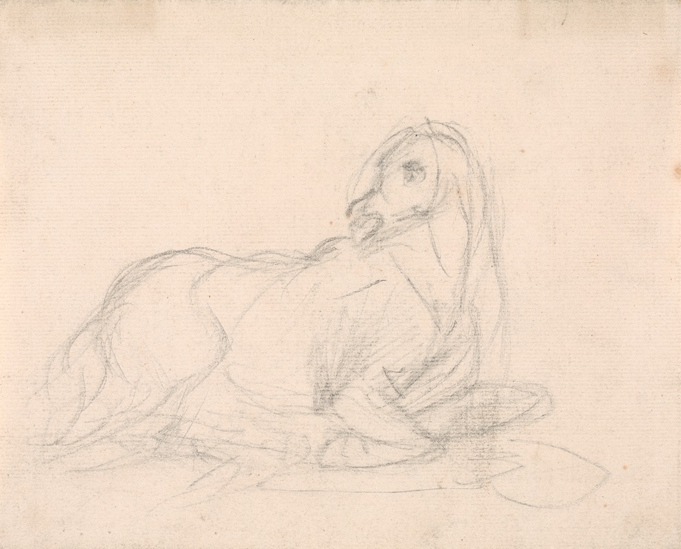 Study of a horse lying down by Сорей Гилпин — digital art print download