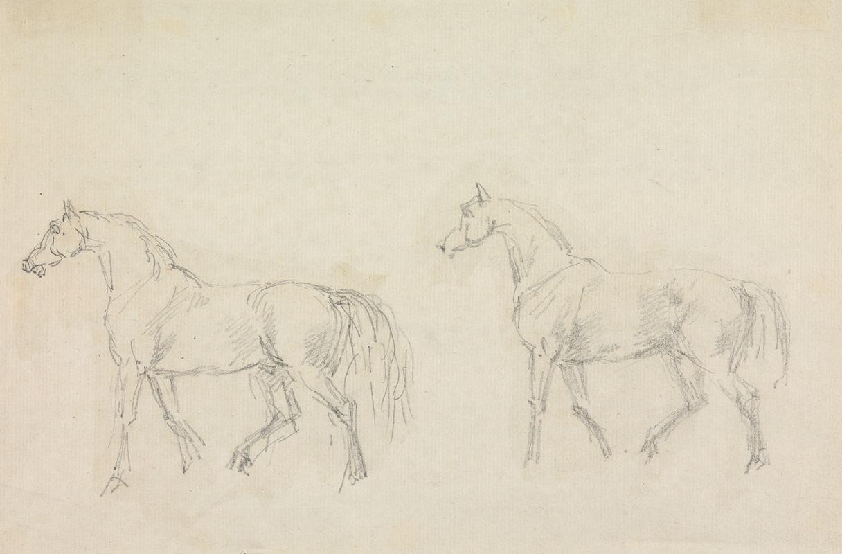 Two Horses Walking to Left by Сорей Гилпин — digital art print download