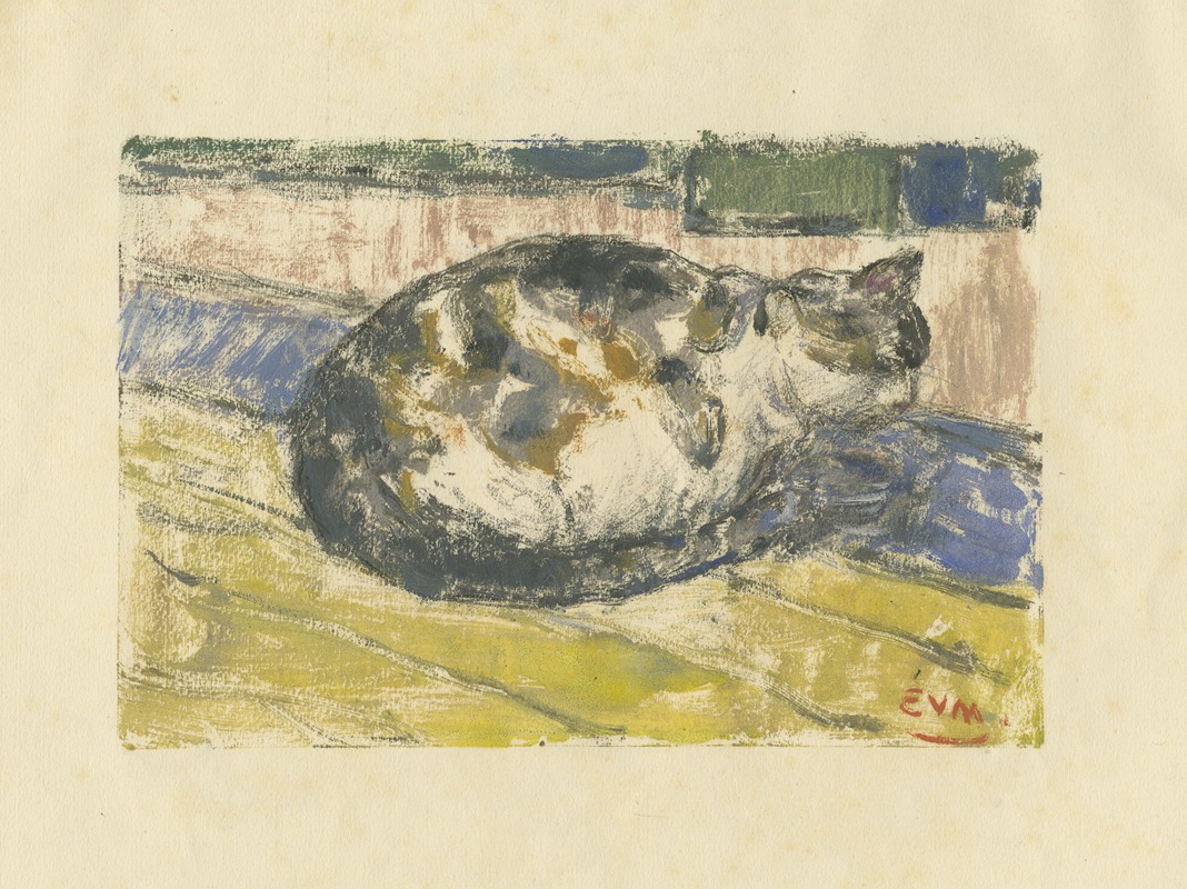 Kat liggend op plankenvloer by Эжен Ван Мигем, 1925 — digital art print download