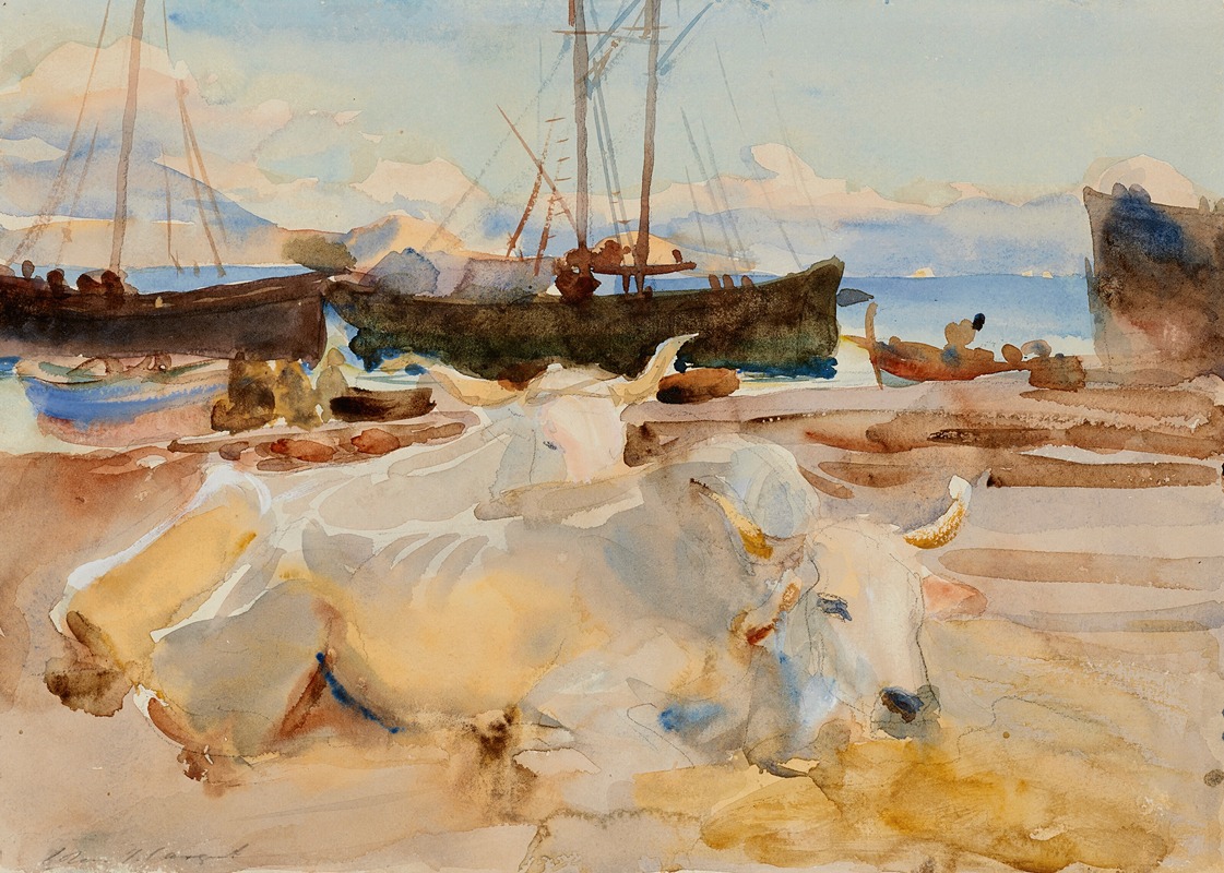 Oxen on the Beach at Baia — Джон Сингер Сарджент