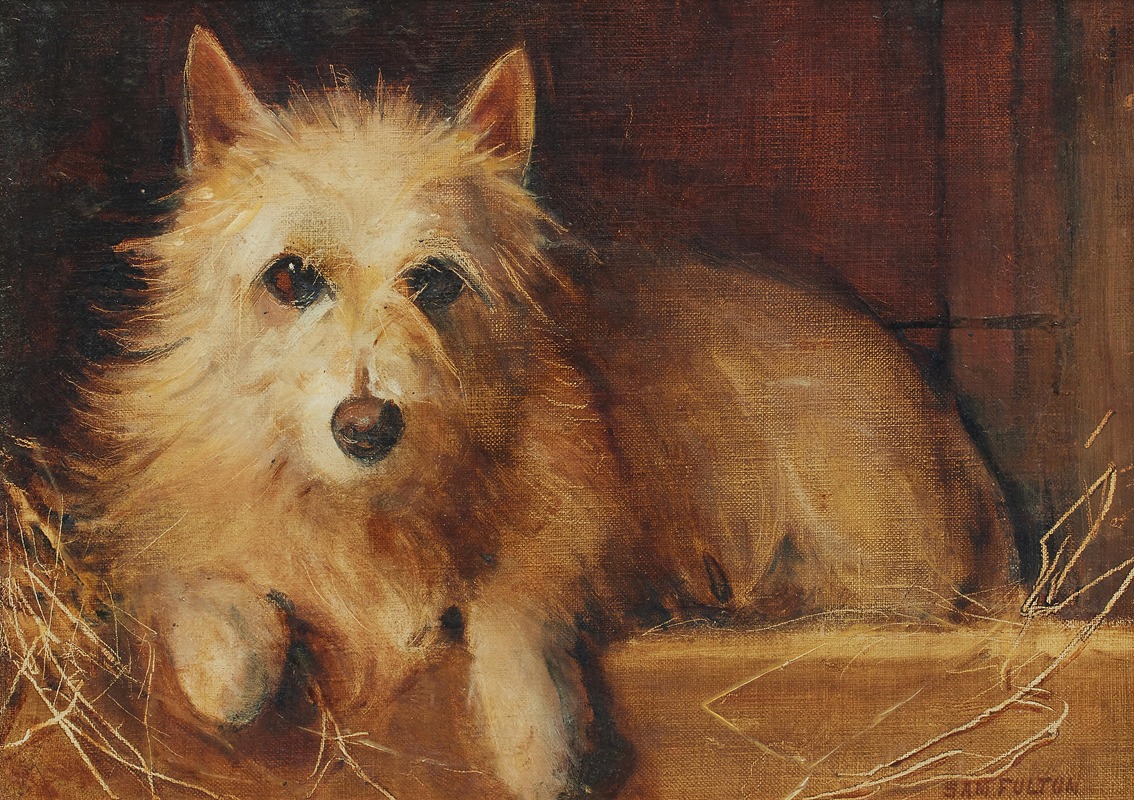 A White Terrier in its bed by Samuel Fulton — digital art print download