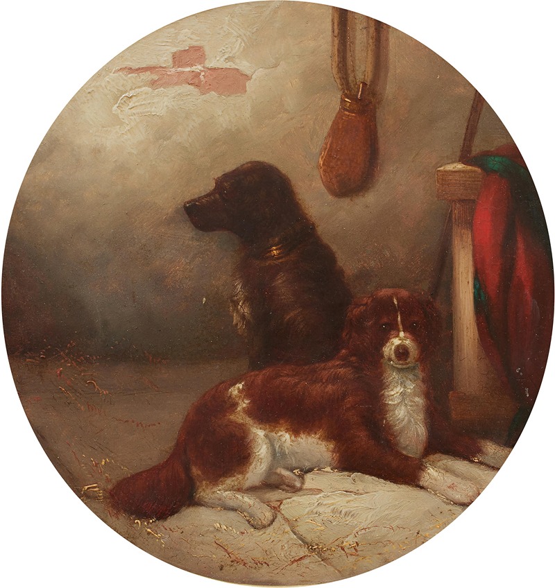 Dogs in a stable interior by Thomas Smythe — digital art print download