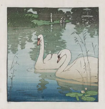 Two Swans by Аллен У. Сиби, c. 1930 — digital art print download